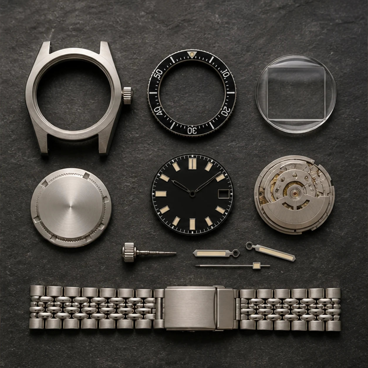Heritage 38 Vintage Diver Kit Black kit components